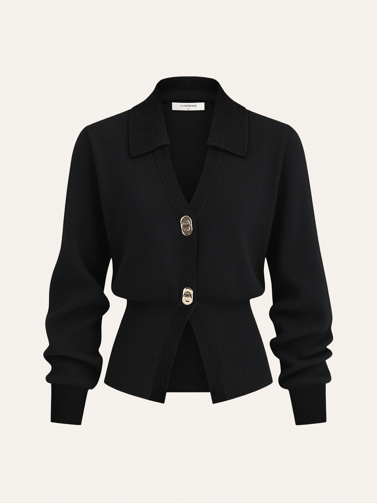 Contrast Trim Button Wool Blend Cardigan