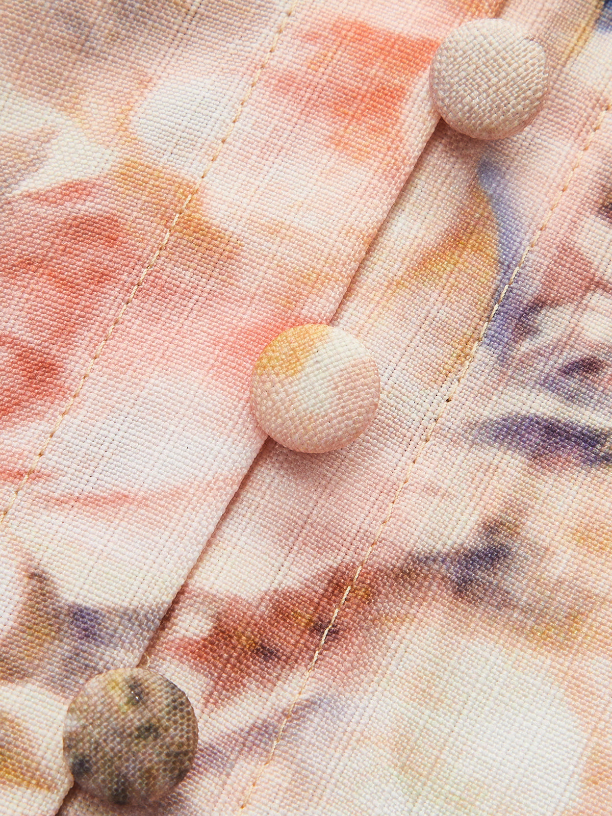 Belted Balloon Sleeve Floral Dress