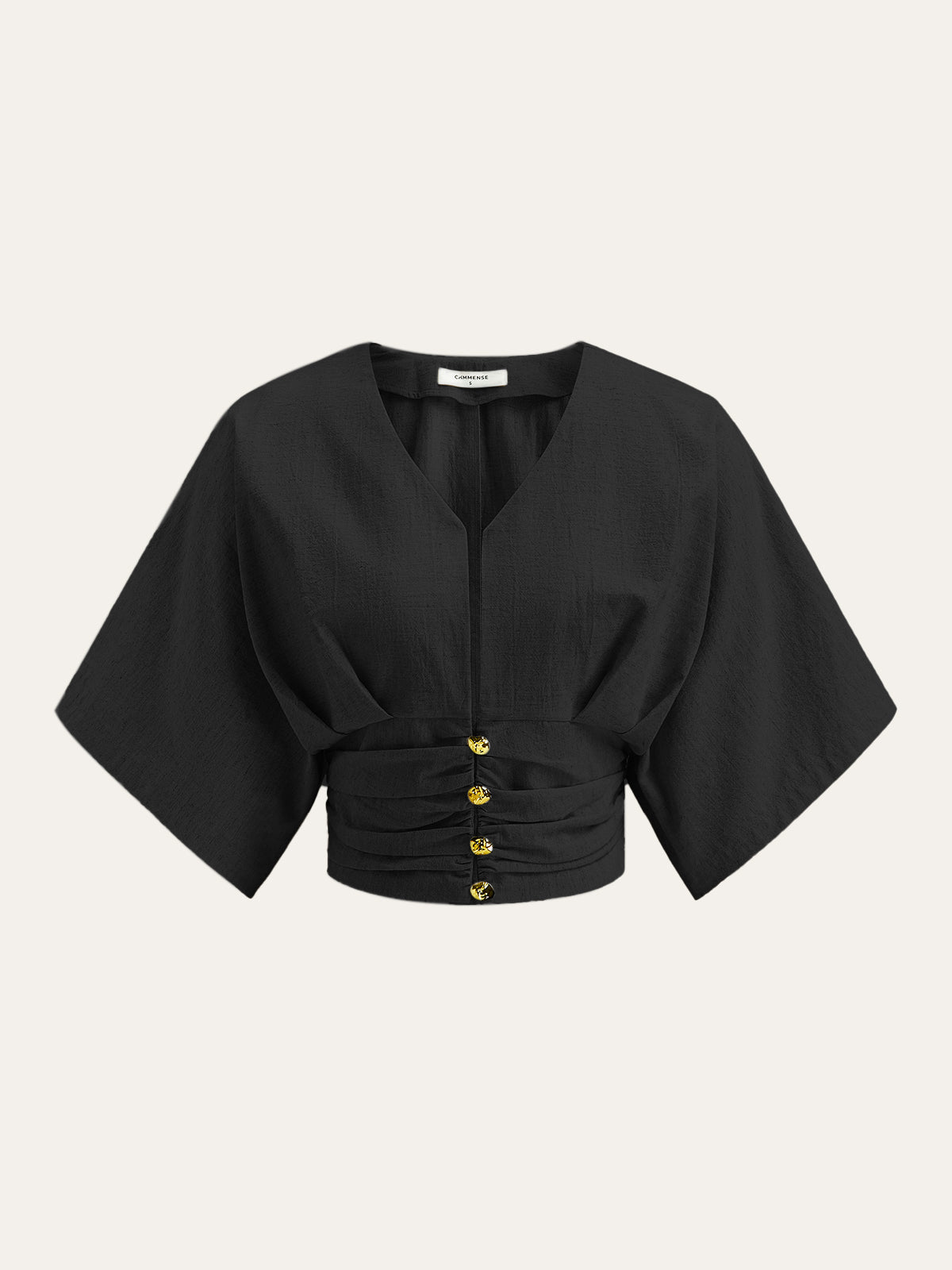 Cotton & Linen Kimono Sleeve Button Top